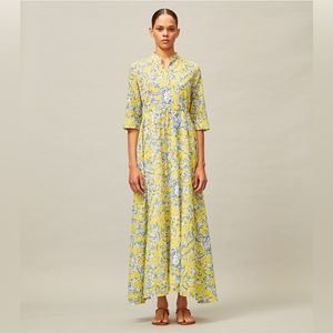 NWT XS Tory Burch Yellow Swirl Shirtdress